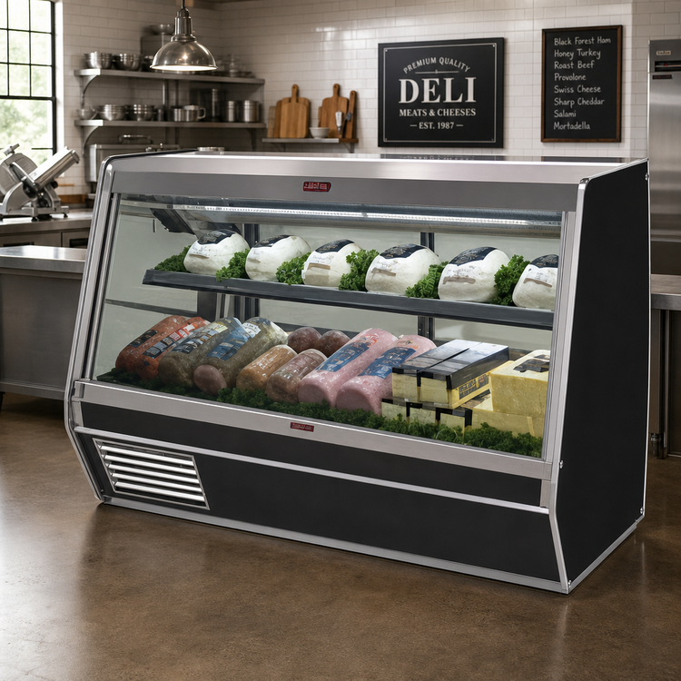 Product image #2 for Howard-McCray 32E Series 98-Inch Deli Meat & Cheese Full Service Case with Self-Contained Refrigeration, Straight Glass Front and LED Lighting