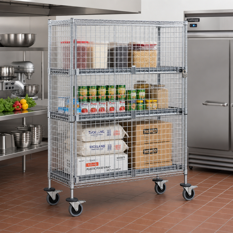 Product image #2 for Metro Super Erecta Mobile Chrome-Plated Security Cage Unit, 40-3/4 x 33-1/2 x 68-1/2 Inches