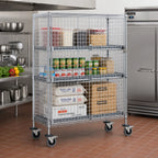 Thumbnail image #2 for Metro Super Erecta SEC63EC Mobile Chrome-Plated Wire Security Cage, 40-3/4 x 33-1/2 x 68-1/2 Inches, No Shelves