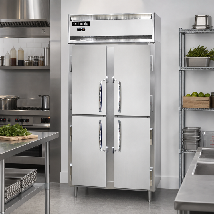 Product image #2 for Continental Refrigerator D2FSENSAHD Designer Slim Line Two-Section Reach-In Freezer with Narrow Half-Height Solid Doors