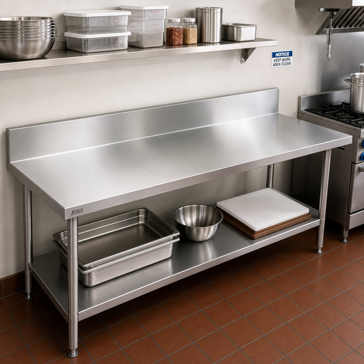 Product image #2 for John Boos 84 x 30-Inch Stainless Steel Countertop with 6-Inch Boxed Backsplash