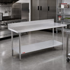 Thumbnail image #2 for Duke Manufacturing 316-3072-5R 72 x 30-Inch Stainless Steel Work Table, 16-Gauge 300 Series, 5-Inch Riser, Galvanized Undershelf