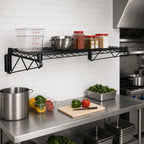 Thumbnail image #2 for Quantum WDWB2460BK Wall-Mount Cantilever Single Wire Shelf Kit, 60 x 24 Inches, Black Epoxy Antimicrobial Finish