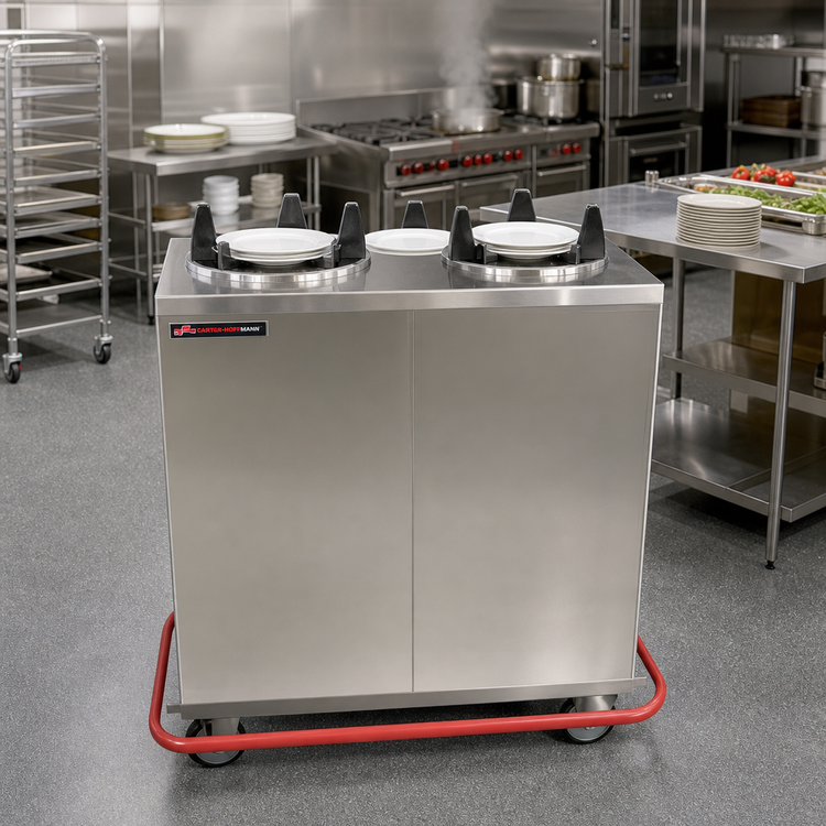 Product image #2 for Carter-Hoffmann Enclosed Heated 3-Silo Plate Dispenser Cart for 12-Inch Plates