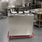 Thumbnail image #2 for Carter-Hoffmann (Middleby) EPDHT3S12 Enclosed Heated 3-Silo Plate Dispenser Cart for 12-Inch Round Plates