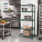 Thumbnail image #2 for Eagle Group Valu-Gard A4-63-2424VG 4-Tier Wire Add-On Shelving Unit, 24W x 24D x 63H, Green Epoxy