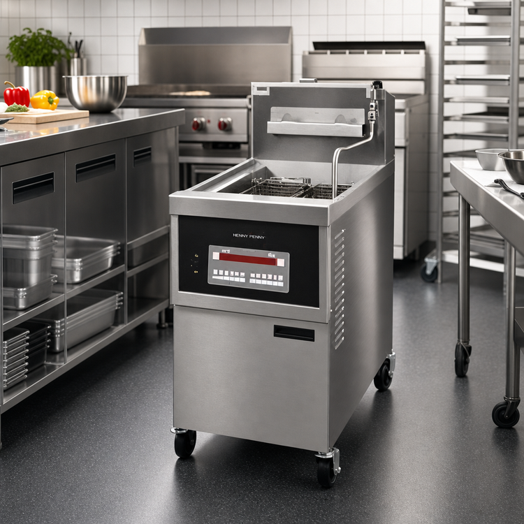 Product image #2 for Henny Penny OFE341.0 Heavy Duty Floor Model Electric Open Fryer, 1-Well, 80 lb Fat Capacity