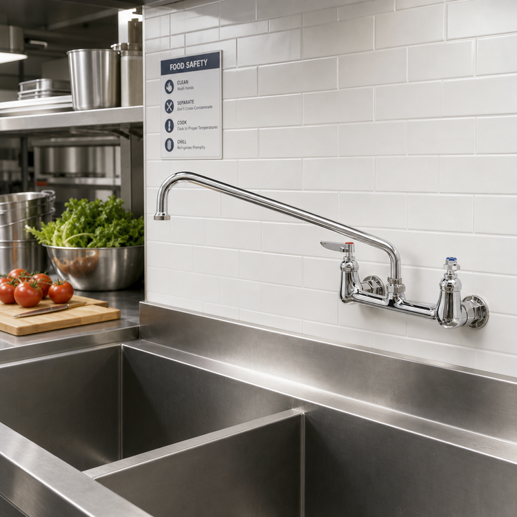 Product image #2 for Wall-Mounted Sink Mixing Faucet with 18-Inch Swing Nozzle