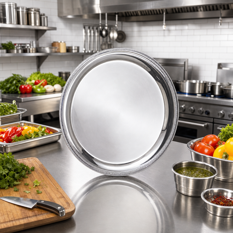 Product image #2 for Royal Touch 12-Inch Round Heavy-Duty Stainless Steel Serving Tray