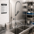 Thumbnail image #2 for BK Resources Evolution Deck-Mount Pre-Rinse Assembly with Add-On Faucet and 12-Inch Swing Spout, 8-Inch On Center
