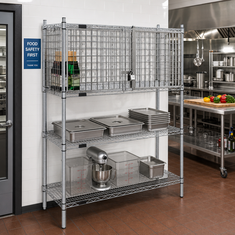 Product image #2 for EagleGard Lockable Security Enclosure Kit for Wire Shelving, 48-Inch Wide x 18-Inch Deep, Side-Hinged Doors