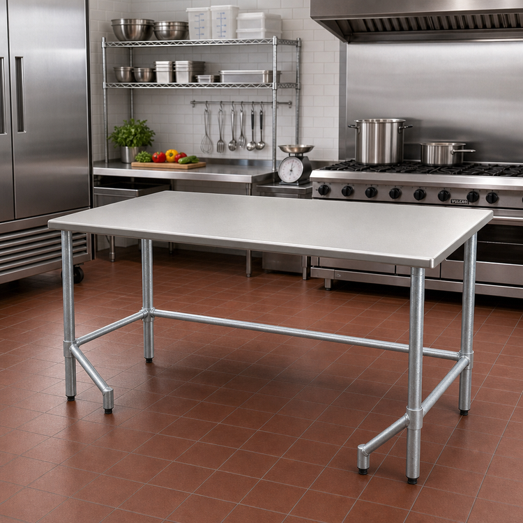 Product image #2 for Eagle Group Spec-Master 72"W x 36"D Flat Top Stainless Steel Work Table with Galvanized Tubular Base