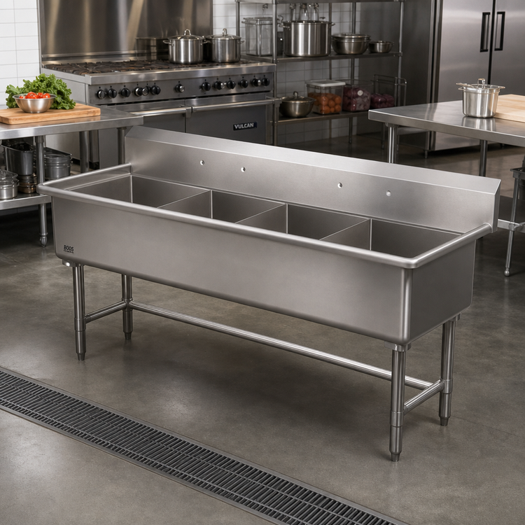 Product image #2 for John Boos Pro-Bowl 4-Compartment Stainless Steel Sink with 24 x 24 x 14 Inch Compartments