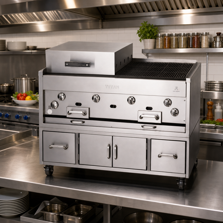 Product image #2 for Titan KC-60-RAD 60-Inch Countertop Gas Smoke Broiler Charbroiler with Cast Iron Radiants