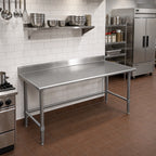 Thumbnail image #2 for Eagle Group Spec-Master T2472STE-BS 72" x 24" Stainless Steel Work Table with 4-1/2" Backsplash, 14-Gauge 300 Series Top and Open Crossrail Base