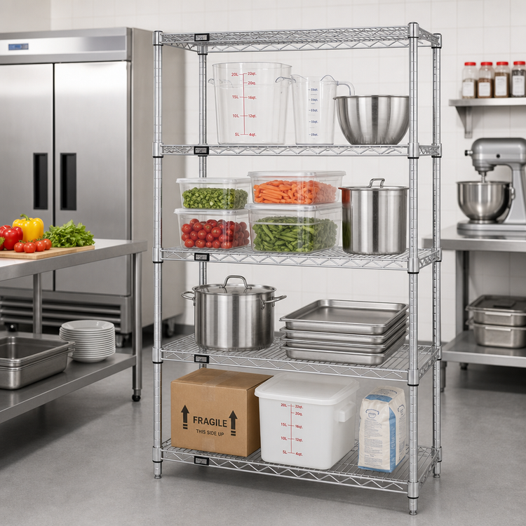 Product image #2 for Quantum WR86-1442S 42 Inches W x 12 Inches D x 86 Inches H 304 Stainless Steel Wire Shelving Starter Kit (4 Shelves, 600 - 800 lb Capacity)