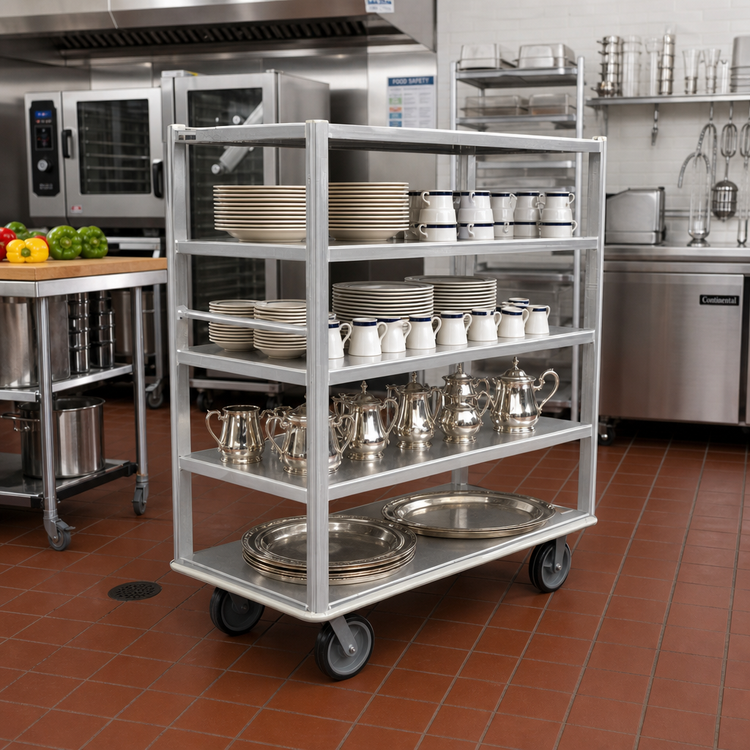Product image #2 for Carter-Hoffmann T724 Queen Mary Open China & Silver Transporter, 4 Shelves, Aluminum