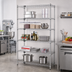 Thumbnail image #2 for Quantum Stationary Wire Shelving Starter Kit, 42 Inch Wide x 86 Inch High, 5 Shelves, 304 Stainless Steel