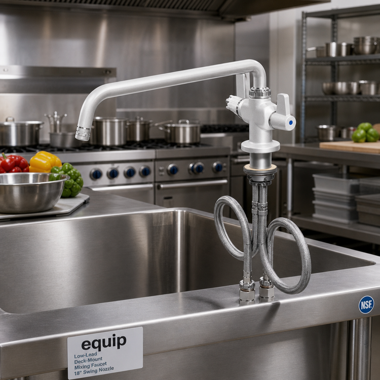 Product image #2 for equip Low-Lead Single-Hole Deck-Mount Mixing Faucet with 18-Inch Swing Nozzle