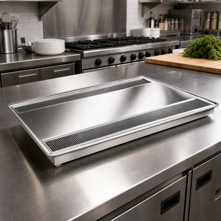 Product image #2 for Atlas Metal 24-Inch Drop-In Double Urn Drain with Anti-Splash Grate, Stainless Steel