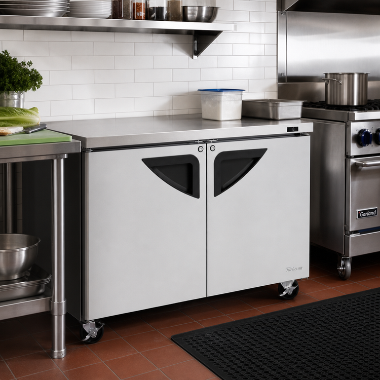 Product image #2 for Turbo Air Super Deluxe Series Two-Section Undercounter Freezer, 48-1/2 Inch, Self-Contained Rear Mount