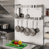 Thumbnail image #2 for Advance Tabco Special Value Series 96-Inch Wall-Mounted Double-Bar Stainless Steel Pot Rack with 18 Plated Hooks