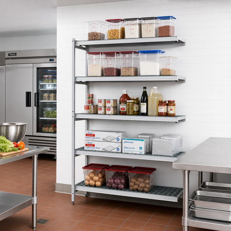 Product image #2 for Fermostock 5-Tier Add-On Polymer Shelving Unit Expansion Kit, 64 in. W x 14 in. D x 83 in. H