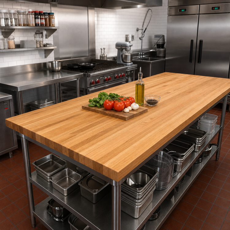 Product image #2 for John Boos Appalachian Red Oak Island Countertop, 84 x 27 x 1-1/2 Inch, Blended Edge Grain, Oil Finish