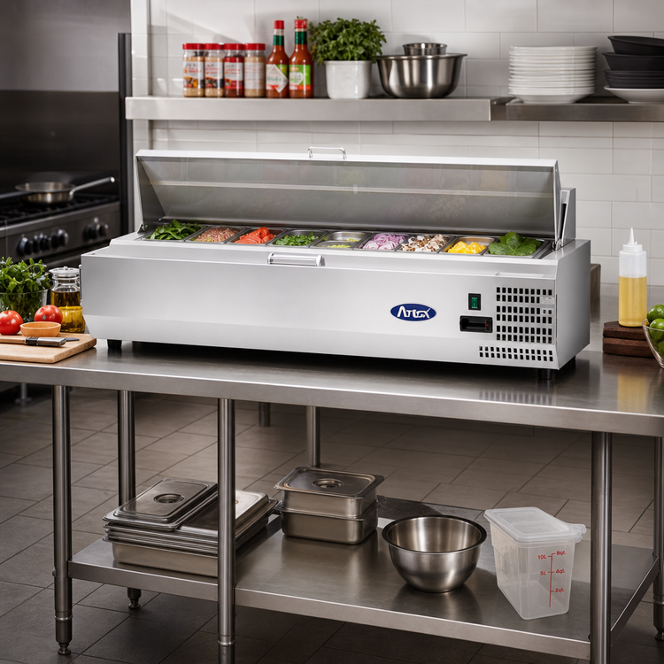 Product image #2 for Atosa 48-Inch Refrigerated Countertop Prep Station, 1-Door, 10-Pan, 1.5 Cu. Ft.