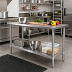 Thumbnail image #2 for Eagle Group Budget Series T2484B 84-Inch x 24-Inch Flat Top Work Table with Adjustable Galvanized Undershelf and 430 Stainless Steel Top