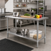 Thumbnail image #2 for Eagle Group Budget Series 84-Inch x 24-Inch Flat Top Work Table with Adjustable Undershelf and 430 Stainless Steel Top