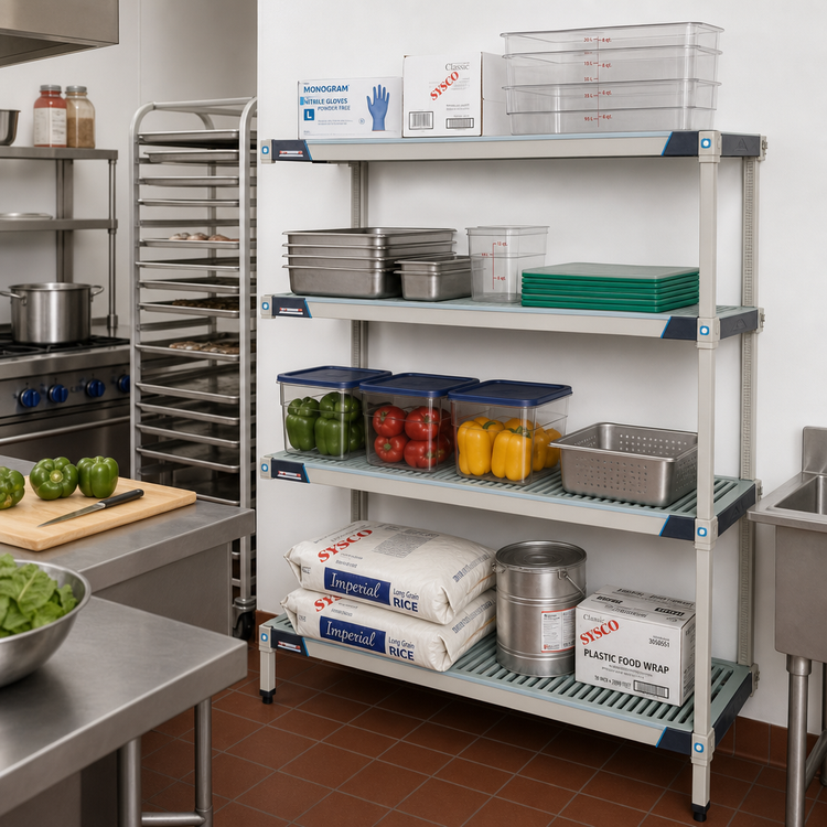 Product image #2 for MetroMax i 4-Shelf Add-On Polymer Shelving Unit, 48W x 18D x 63H, Open Grid