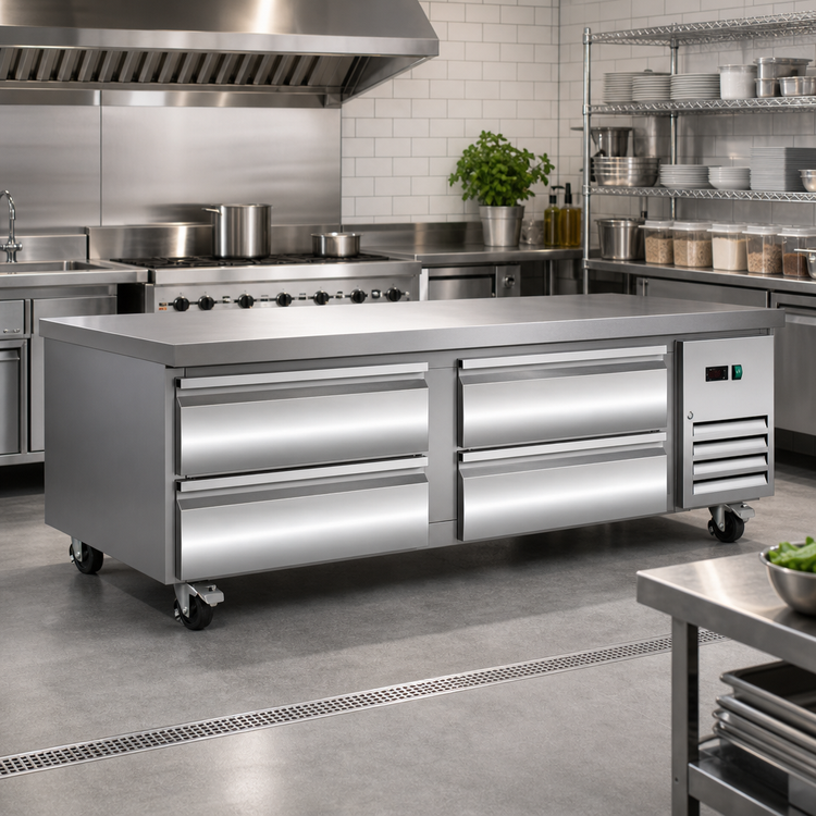 Product image #2 for Serv-Ware 74-Inch 4-Drawer Refrigerated Chef Base Refrigerator