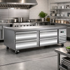 Thumbnail image #2 for Serv-Ware CB72-HC 74-Inch 4-Drawer Refrigerated Chef Base, Stainless Steel, Side-Mounted Self-Contained Refrigeration