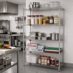Thumbnail image #2 for Quantum WR74-1872C-5 72W x 18D x 74H Chrome-Plated Wire Shelving Starter Kit with 5 Shelves