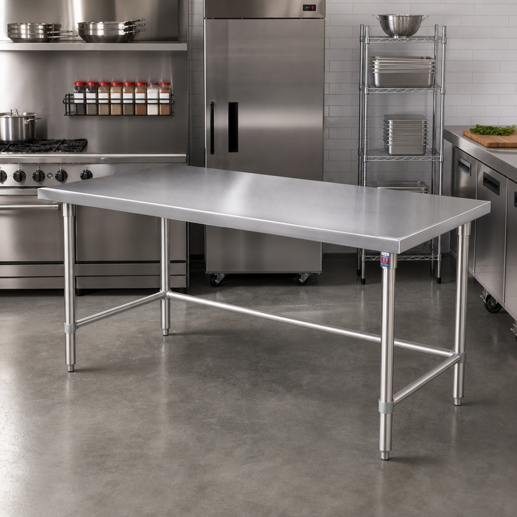 Product image #2 for John Boos Stallion 108-Inch x 36-Inch Stainless Steel Flat Top Work Table with Safety Edge