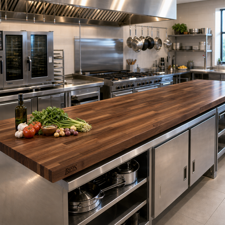 Product image #2 for John Boos Boos Block American Black Walnut Blended Edge Grain Kitchen Countertop, 144 x 36 x 1-1/2 Inch, Penetrating Oil Finish