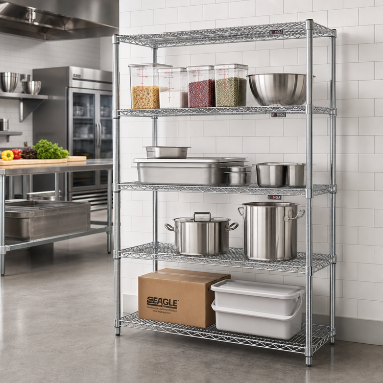 Product image #2 for Eagle Group 4-Tier Stainless Steel Wire Shelving Starter Unit, 30W x 18D x 63H Inches