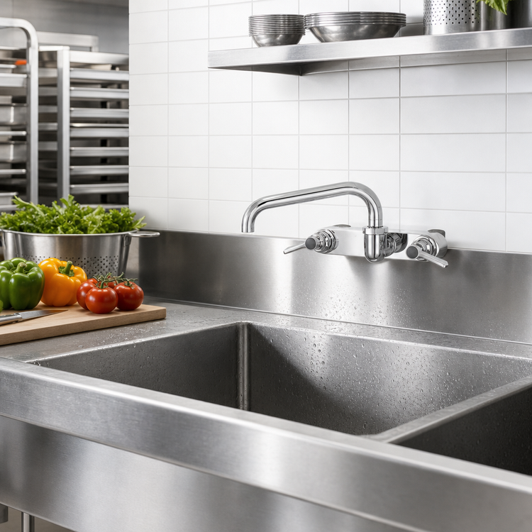 Product image #2 for Fisher Commercial Backsplash Mount Faucet with 8-Inch Centers and 10-Inch Swing Spout