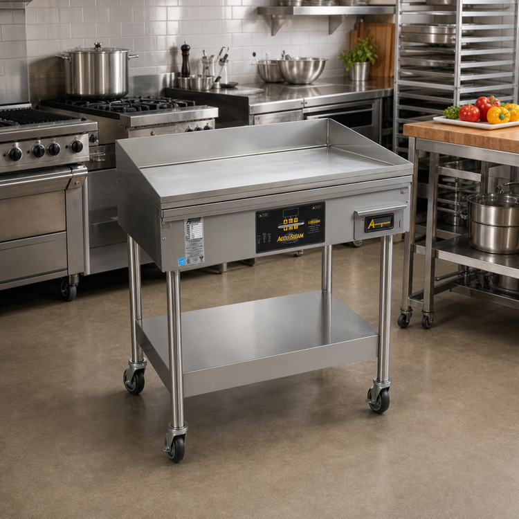 Product image #2 for AccuSteam Electric Floor Model Griddle with Stand and Casters, 36 x 30-Inch Stainless Steel Cooking Surface
