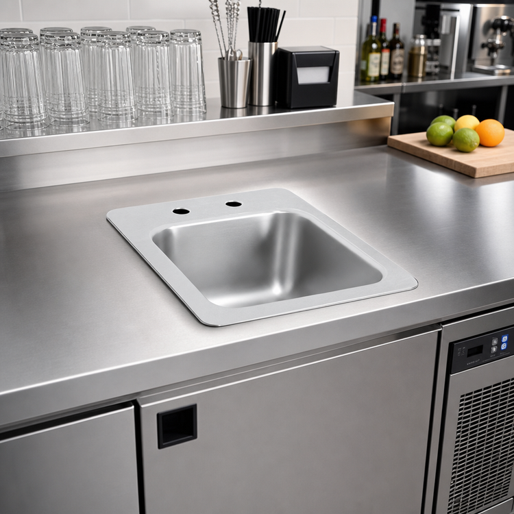 Product image #2 for Vollrath Underbar Drop-In Self-Rimming Single-Bowl Sink, 13 x 17 Inches, 304 Stainless Steel