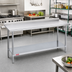 Thumbnail image #2 for Duke 84-Inch x 30-Inch 16-Gauge 300 Series Stainless Steel Work Table with 1-1/8-Inch Riser and Galvanized Undershelf