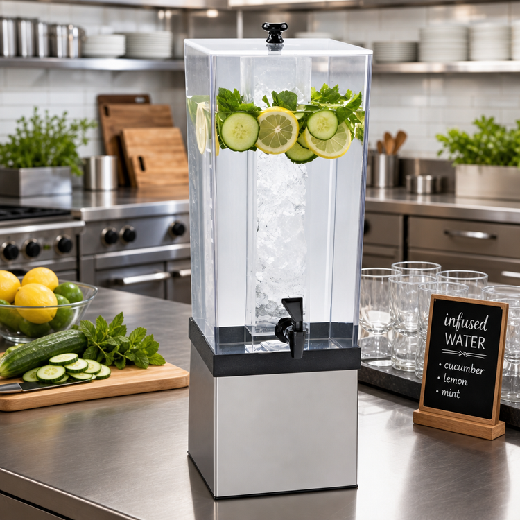Product image #2 for Cal-Mil Single 3 Gallon Infusion Beverage Dispenser with Polycarbonate Tank and Stainless Steel Base
