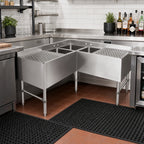 Thumbnail image #2 for John Boos UBS3C-2148-2D18 Underbar Corner 3-Compartment Sink with Dual Drainboards, 48 x 21 x 32-1/2 Inches, Stainless Steel