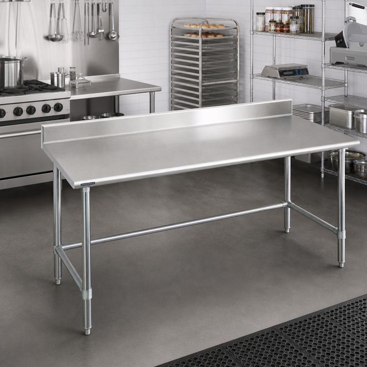 Product image #2 for Deluxe Series Stainless Steel Work Table with 4-1/2 Inch Backsplash, 84 x 36 Inches