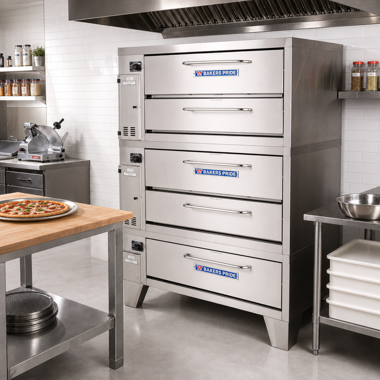 Product image #2 for Bakers Pride Super Deck Series Shallow-Depth Gas Pizza Deck Oven with 3 Chambers and 45 x 24-1/2 Inch Bake Deck