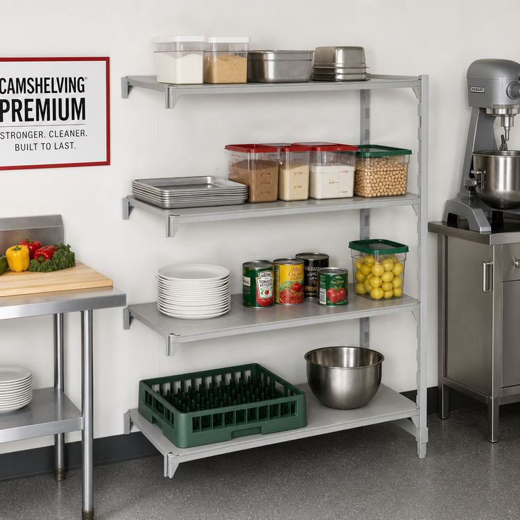 Product image #3 for Cambro Camshelving Premium 4-Shelf Solid Add-On Shelving Unit, 21 x 54 x 72 Inches, Speckled Gray