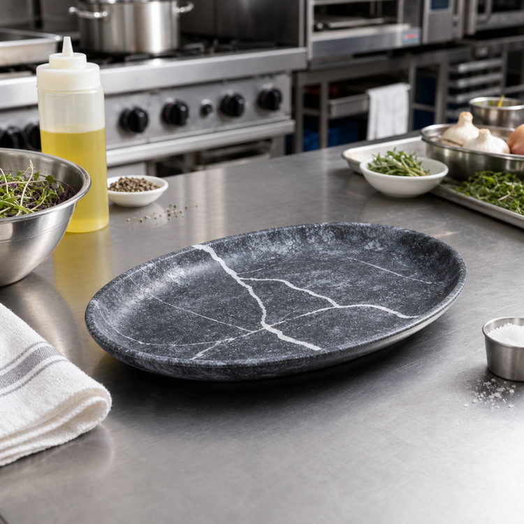 Product image #2 for Ridge 10-Inch Soapstone Oblong Coupe Plate, 15 oz.