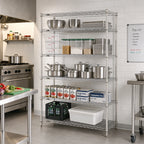 Thumbnail image #2 for Metro Super Erecta 5N477BR 5-Shelf Stationary Wire Shelving Starter Unit, 72"W x 21"D x 74"H, Brite Finish