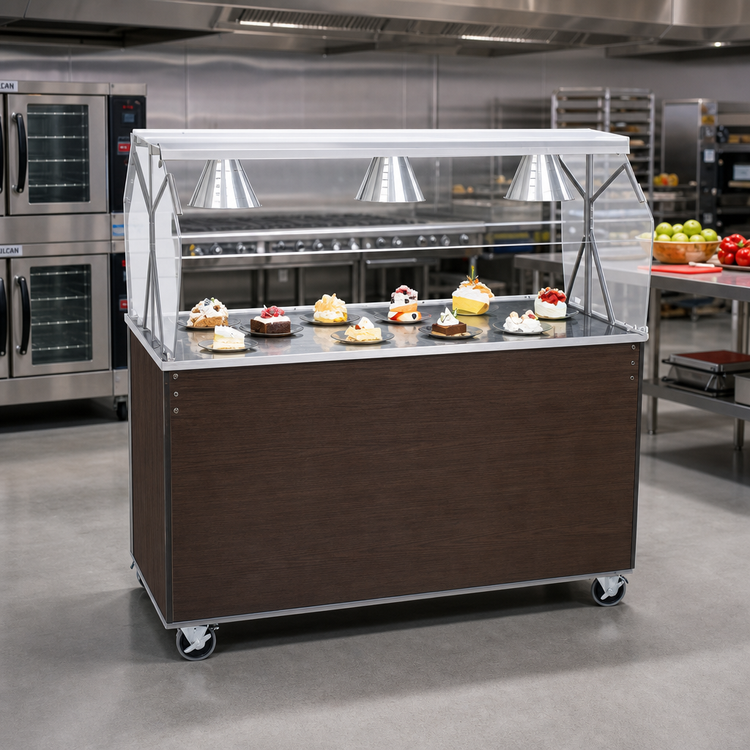 Product image #2 for Vollrath 2-Series Affordable Portable 60-Inch Cafeteria Utility Station with Breath Guard and Walnut Woodgrain Base